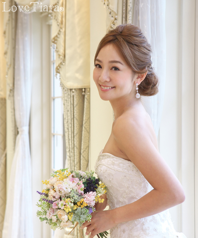 エレガントドロップジルコニアイヤリング/ピアス イヤリング ピアス ジルコニア ウェディング ブライダル 結婚式