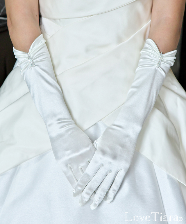 シェイプサテングローブ【クリスタルライン】【メール便可】 グローブ サテン ウエディング 結婚式 ブライダル