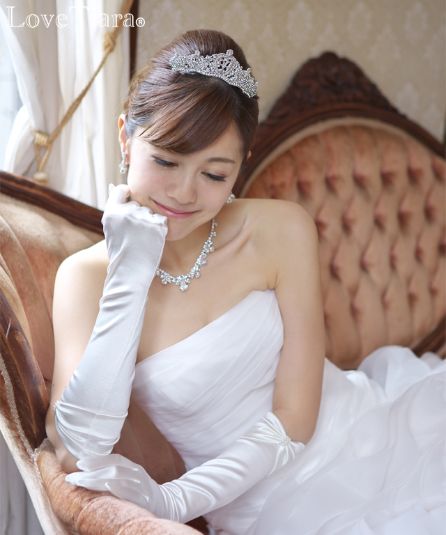 シェイプサテングローブ【ダブルパールリボン】【メール便可】 グローブ サテン ウエディング 結婚式 ブライダル