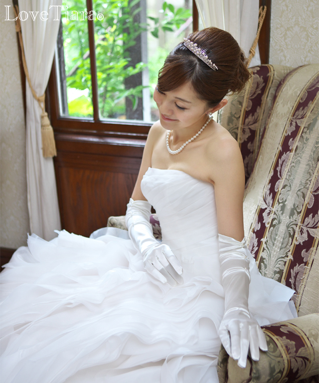 シェイプサテングローブ【シャーリングパール】肘上【メール便可】 グローブ サテン ウエディング 結婚式 ブライダル