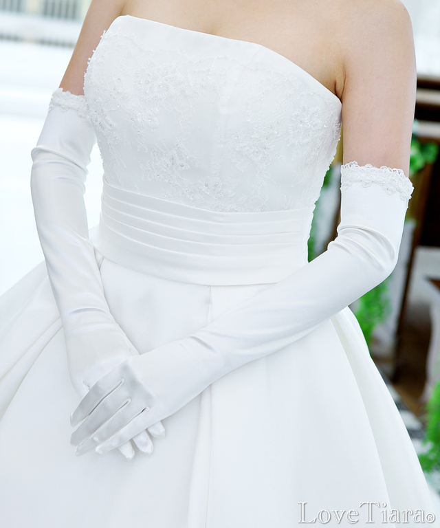 シェイプサテングローブ【ノーブルレース】肘上【メール便可】 グローブ ウエディング ブライダル 結婚式
