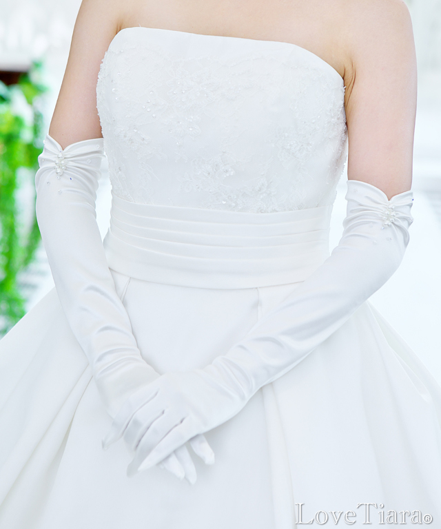 シェイプサテングローブ【ピュアパール】肘上【メール便可】 グローブ ウエディング ブライダル 結婚式