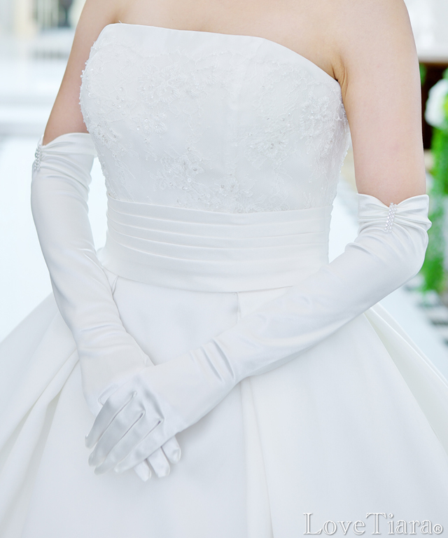 シェイプサテングローブ【クリスタルライン】肘上【メール便可】 グローブ ウエディング ブライダル 結婚式