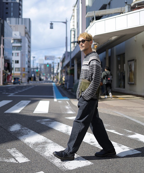 ハツキ/HATSKI MAPS別注 Wide Tapered Denim - Black【MAPSのスペシャル】 ハツキ/HATSKI MAPS別注 Wide Tapered Denim - Black【MAPSのスペシャル】