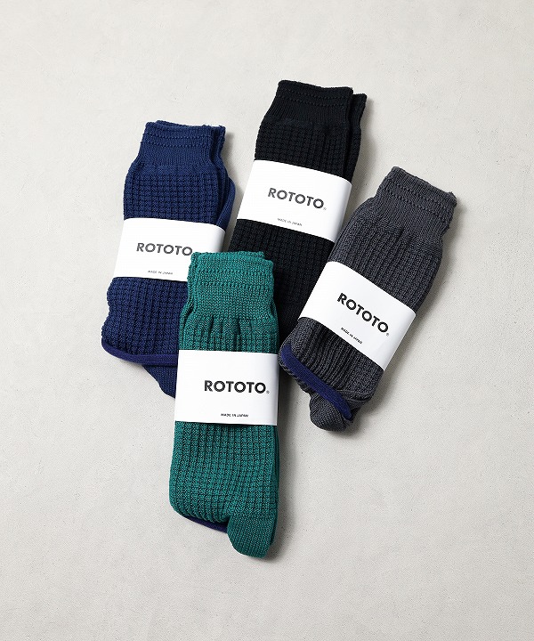 ロトト/ROTOTO COTTON WAFFLE CREW SOCKS(全4色)