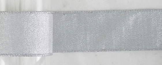 2.5インチシルバーシャイニーリボン（ワイヤー入）
