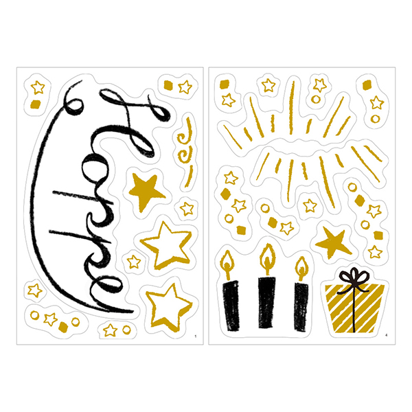 ウォールステッカー 静電気 お誕生日柄 箔(84805006)