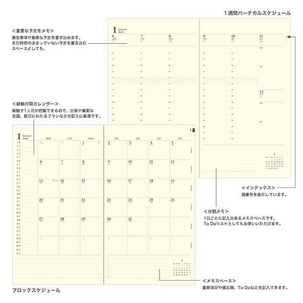 【ストア限定】【2020年版】PRD-8<スリム> 音符柄 ベージュ(91803689)★ダイアリー今なら送料無料★