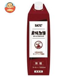 UCC 炭焼珈琲 無糖 1000ml紙パック×12本入