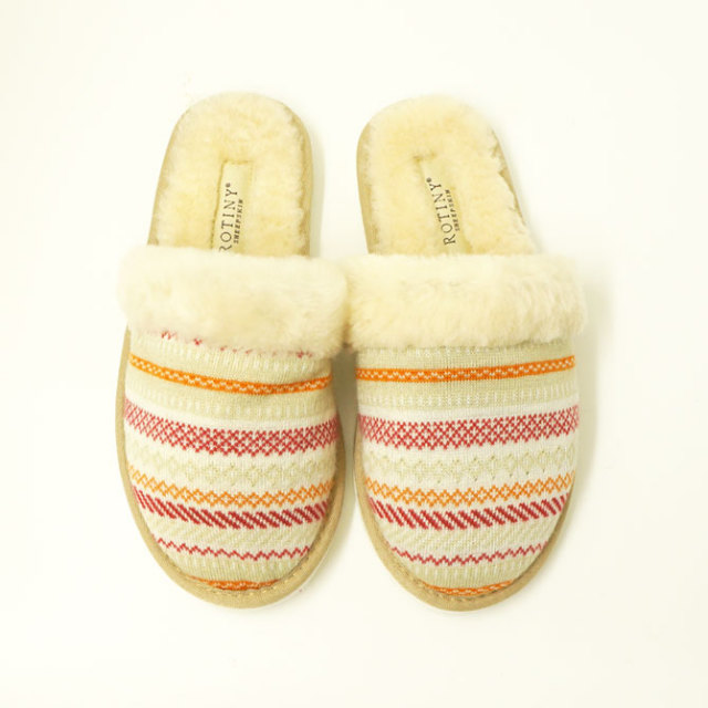 ROTINY SHEEPSKIN ムートン スリッパ ステッチ柄 フリーサイズ ロティニースリッパ
