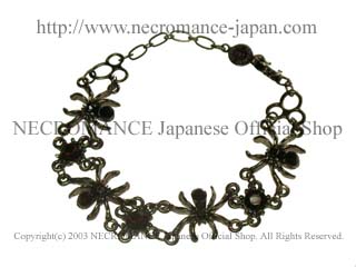 【ネクロマンス NECROMANCE】 ラインストーン スパイダーブレスレット Rhinestone Spider Bracelet ＜レッド/Red/赤＞ 蜘蛛