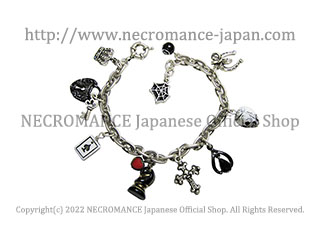 【ネクロマンス NECROMANCE】 マカブラチャームブレスレット Macabre Charm Bracelet クロス 十字架 蛇 スカル 骸骨 死の舞踏