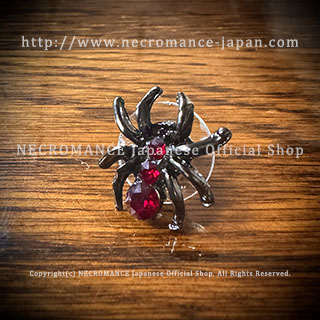 【ネクロマンス NECROMANCE】 ラインストーン スパイダーピアス Rhinestone Spider Pierce ＜レッド/Red/赤＞ 蜘蛛