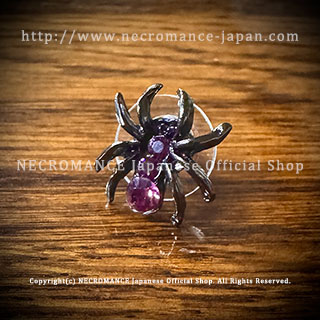 ラインストーン スパイダーピアス Rhinestone Spider Pierce ＜パープル/Purple/紫＞ 蜘蛛　【NECROMANCE ネクロマンス】