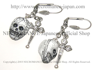 【ネクロマンス NECROMANCE】 クロス&スカルピアス Cross & Skull Pierce 骸骨 十字架
