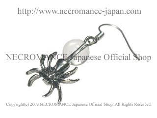 【ネクロマンス NECROMANCE】 クリスタル スパイダーピアス Crystal Spider Pierce 水晶 蜘蛛