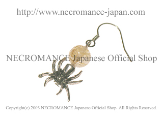 【ネクロマンス NECROMANCE】 ルチルクォーツ スパイダーピアス Rutilated Quartz Spider Pierce 金線 水晶 蜘蛛
