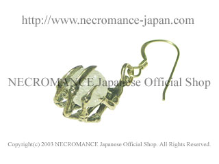 【ネクロマンス NECROMANCE】 クラッククリスタル ボーンハンドピアス Crack Crystal Bone Hand Pierce 爆発水晶 骸骨