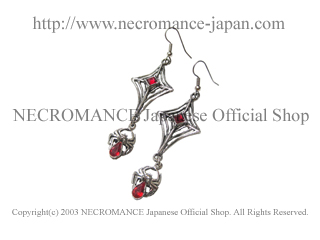【ネクロマンス NECROMANCE】 ドロップスパイダークロスウェブピアス Drop Spider Cross Web Pierce 蜘蛛の巣 十字架