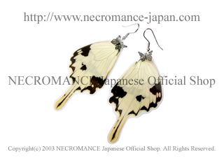 【ネクロマンス NECROMANCE】リアルバタフライウィングピアス Real Butterfly Wing Pierce ＜オスジロアゲハ 後翅＞ 蝶々 羽