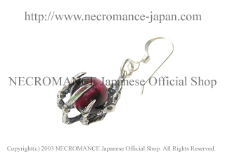 【ネクロマンス NECROMANCE】 ピンクタイガーアイ ボーンハンドピアス Pink Taiger's Eye Bone Hand Pierce 桃色虎目石 破壊 創造 骸骨 恋愛