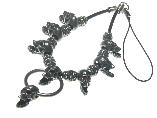 【ネクロマンス NECROMANCE】 スクリーミングスカルネックレスストラップ Screaming Skull Necklace charm strap 骸骨