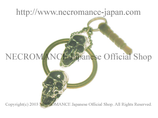 【ネクロマンス NECROMANCE】 ブラススカルイヤホンジャックピアス Brass Skull Earphone Jack 骸骨 叫び 真鍮 頭蓋骨