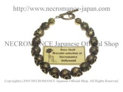 【ネクロマンス NECROMANCE】 ブラスローズスカルブレスレット Brass Rose Skull Bracelet 薔薇 バラ 骸骨 数珠 魔除け