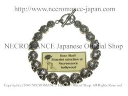 【ネクロマンス NECROMANCE】 シルバーローズスカルブレスレット Brass Rose Skull Bracelet 薔薇 バラ 骸骨 数珠 魔除け