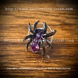 ラインストーン スパイダーピアス Rhinestone Spider Pierce ＜パープル/Purple/紫＞ 蜘蛛　【NECROMANCE ネクロマンス】