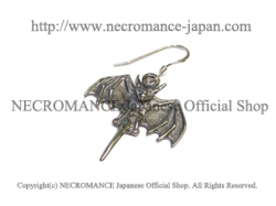 【ネクロマンス NECROMANCE】 シルバーラットテイルバットピアス Sliver Rat Tail Bat Pierce 鼠 ねずみ 蝙蝠 コウモリ