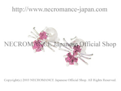 【ネクロマンス NECROMANCE】 シルバーピンクスパイダースタッドピアス Silver Pink Spider Stud Pierce 桃色蜘蛛