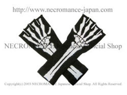 【ネクロマンス NECROMANCE】 スケルトンフィンガーレスグローブ Skeleton Fingerless Gloves 骸骨 スカル 手袋