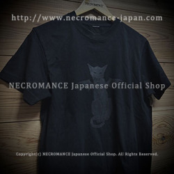 【ネクロマンス NECROMANCE】 ウイングド キャット Ｔシャツ ＜Black & Black仕様＞ Winged Cat T-Shirt 猫 翼