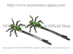 【ネクロマンス NECROMANCE】 スパイダーヘアーピン Spider Hair Pins ＜グリーン/Green/緑＞ 蜘蛛