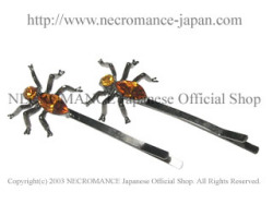 【ネクロマンス NECROMANCE】 スパイダーヘアーピン Spider Hair Pins ＜アンバー/Amber/琥珀＞ 蜘蛛