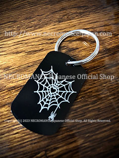 【ネクロマンス NECROMANCE】 ドッグタグキーリング<ハートスパイダーウェブ> Heart Spider Web Dog Tag Keyring 蜘蛛の巣 蜘蛛