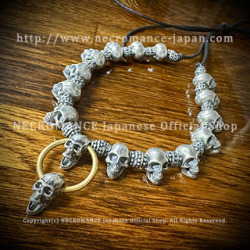 【生産停止前 ご予約受付中】【ネクロマンス NECROMANCE】 ブラススカルネックレス Brass Skull Necklace ＜Brass Hoop Middle Skull＞ 骸骨