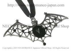 【ネクロマンス NECROMANCE】 ベルベットバットネックレス Velvet Bat Necklace ＜ブラック/Black/黒＞ 蝙蝠 コウモリ