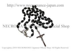 【ネクロマンス NECROMANCE】 ブラックロザリオネックレス Black Rosary Necklace ＜タイニー/Tiny＞ 十字架 クロス