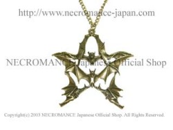 【ネクロマンス NECROMANCE】ヴァンパイアバットペンタグラムネックレス Vampire Bat Pentagram Necklace＜ブラス/Brass＞蝙蝠 五芒星