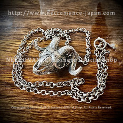 【ネクロマンス NECROMANCE】 シルバーアンテロープスカルネックレス Silver Antelope Necklace 羚羊