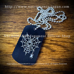 【ネクロマンス NECROMANCE】 ドッグタグネックレス<ハートスパイダーウェブ> Heart Spider Web Dog Tag Necklace ハート 蜘蛛の巣 蜘蛛