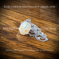 【ネクロマンス NECROMANCE】 スカル パール ネックレス ＜ピンク/Pink/桃色＞ Skull pearl Necklace 真珠 淡水パール 骸骨