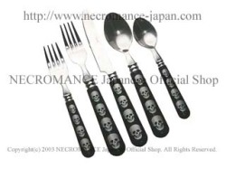 【ネクロマンス NECROMANCE】【限定】スカルカトラリーセット Skull Cutlery Set＜スプーン・フォーク・ナイフ/Spoon Fork Knife＞骸骨