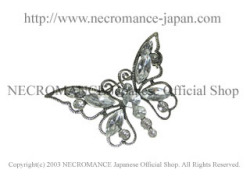 【ネクロマンス NECROMANCE】 ラインストーン バタフライ ブローチ Rhinestone Butterfly Brooch ＜クリア/Clear/透明＞ 蝶々