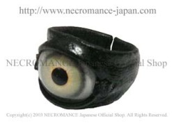 【数量限定 ご予約受付中】【ネクロマンス NECROMANCE】 レザー義眼リング Leather Eye Ring ＜グリーン/Green/緑＞ 目玉 革