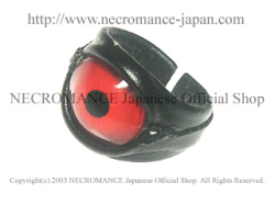【数量限定 ご予約受付中】【ネクロマンス NECROMANCE】 レザー義眼リング Leather Eye Ring ＜ヴァンパイア レッド/Vampire Red/赤＞ 目玉 吸血鬼 革
