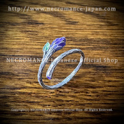 【ネクロマンス NECROMANCE】 シルバーローズリング ＜パープル/Purple/紫＞ Silver Blue Rose Ring 紫薔薇 指輪