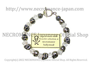 【ネクロマンス NECROMANCE】 ローズクリスタル スカルブレスレット Rose Crystal Skull Bracelet 薔薇 水晶 骸骨